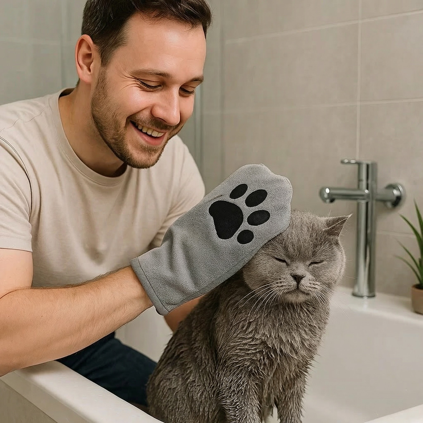 Animal care microfibre glove