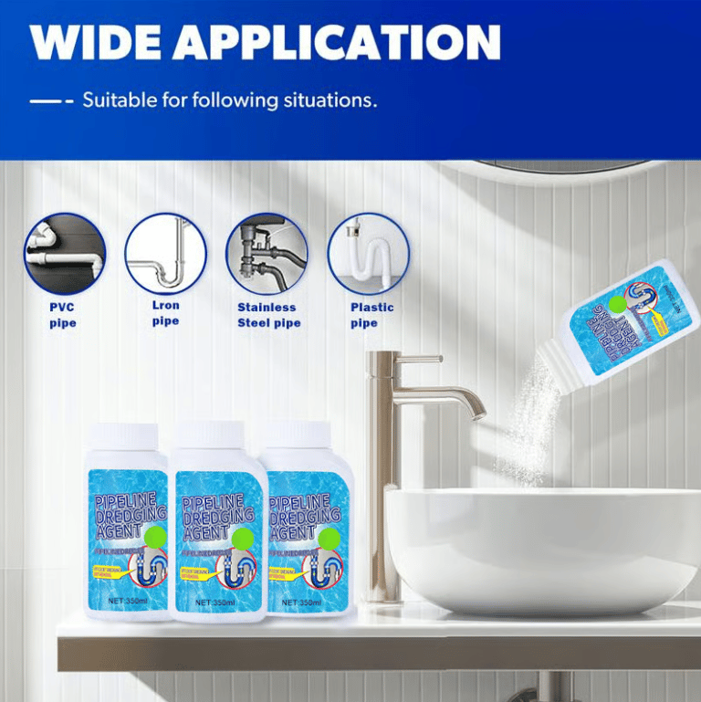 Powerful Pipe Dredging Agent for Kitchen and Toilet Pipelines - Dissolves 200+ Blockages and Kills 99% of Bacteria