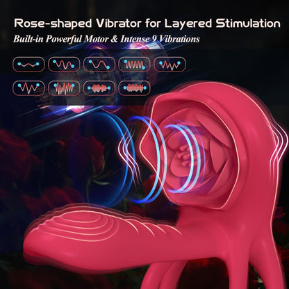 Alisanda™ The Ultimate Tongue Licking & Sucking Rose Vibrator – 2-in-1 Clitoral Stimulator & Deep G-Spot Massager, 9 Intense Orgasm Modes, Dual Motor Power for Blasting Climaxes, 100% Waterproof & Silky Silicone
