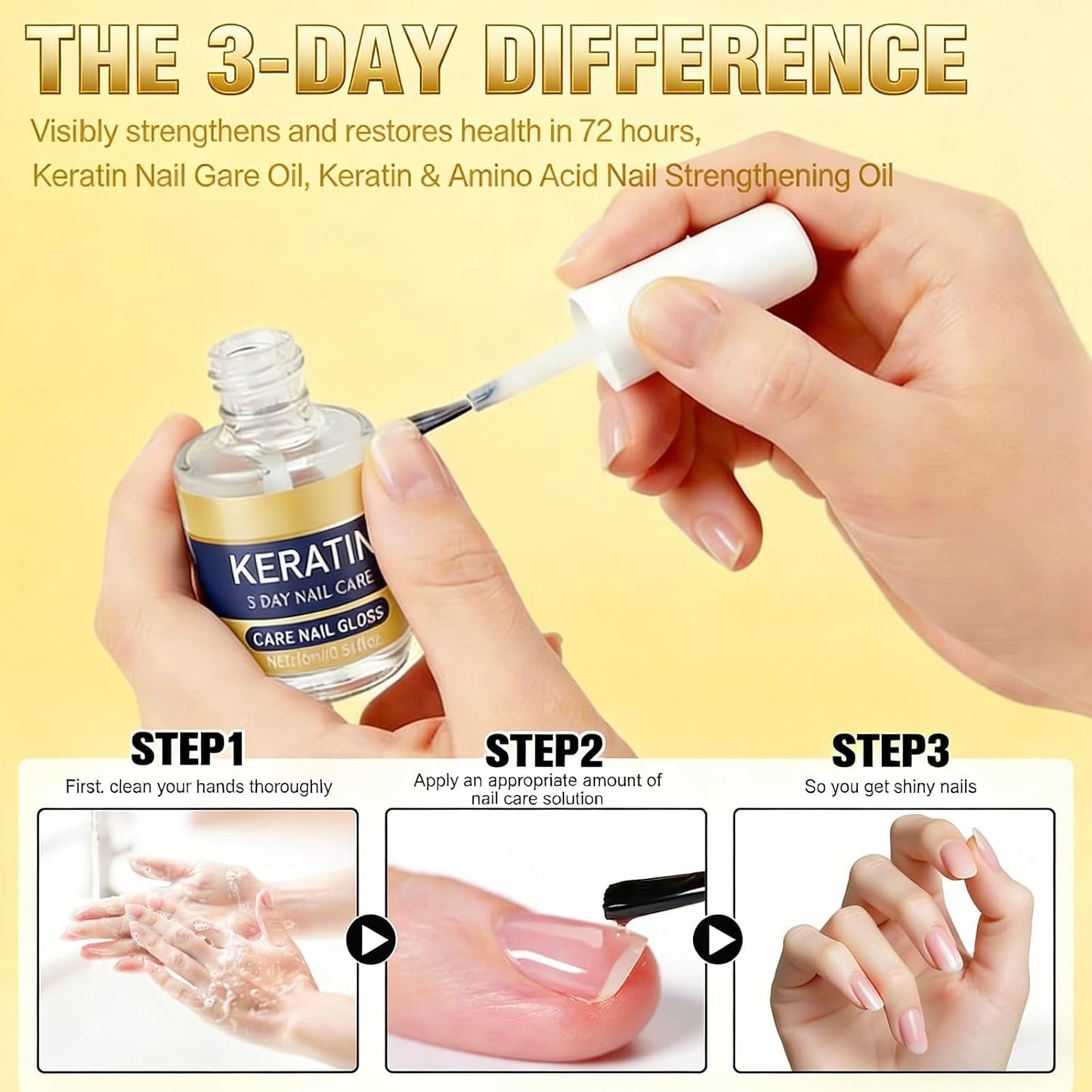 🥳2026 HOT SALE💅 3-Day Nail Repair Treatment – Keratin & Amino Acids for Dry, Brittle, Peeling Nails! ✨