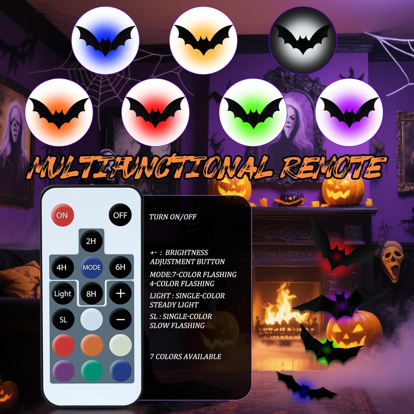 🦇3D Bat Design LED HALLOWEEN BATS