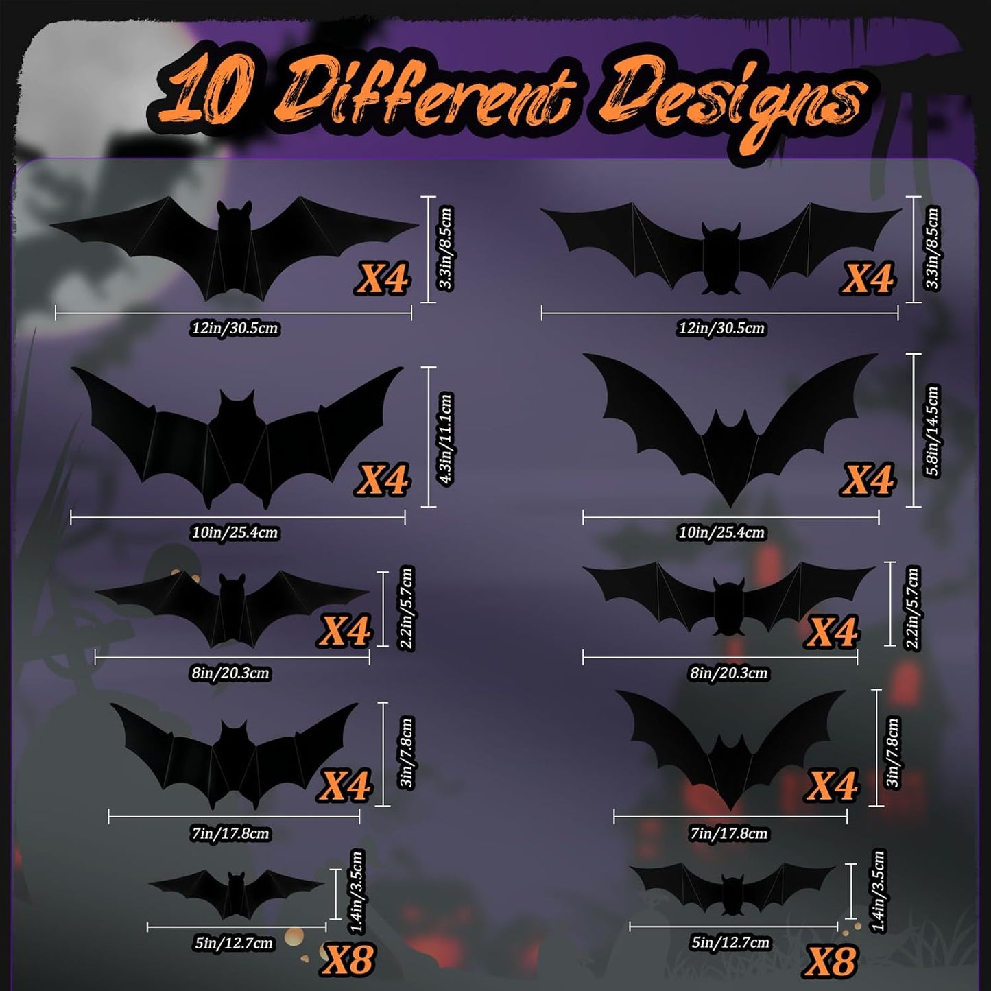🦇3D Bat Design LED HALLOWEEN BATS