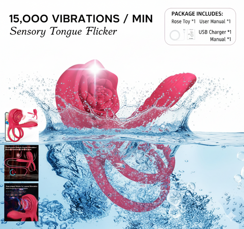 Alisanda™ The Ultimate Tongue Licking & Sucking Rose Vibrator – 2-in-1 Clitoral Stimulator & Deep G-Spot Massager, 9 Intense Orgasm Modes, Dual Motor Power for Blasting Climaxes, 100% Waterproof & Silky Silicone